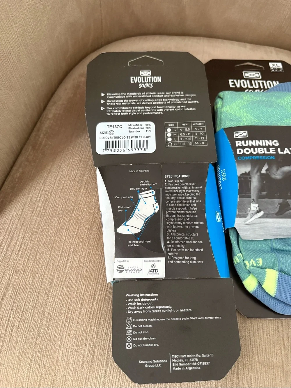 Bundle 3 Evolution Compression Socks Size XL Microfiber Running Double Layer